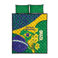 Brazil Independence Day Quilt Bed Set Ordem e Progresso Map With Golden Trumpet - Wonder Print Shop