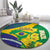 Brazil Independence Day Round Carpet Ordem e Progresso Map With Golden Trumpet - Wonder Print Shop