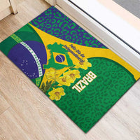 Brazil Independence Day Rubber Doormat Ordem e Progresso Map With Golden Trumpet - Wonder Print Shop
