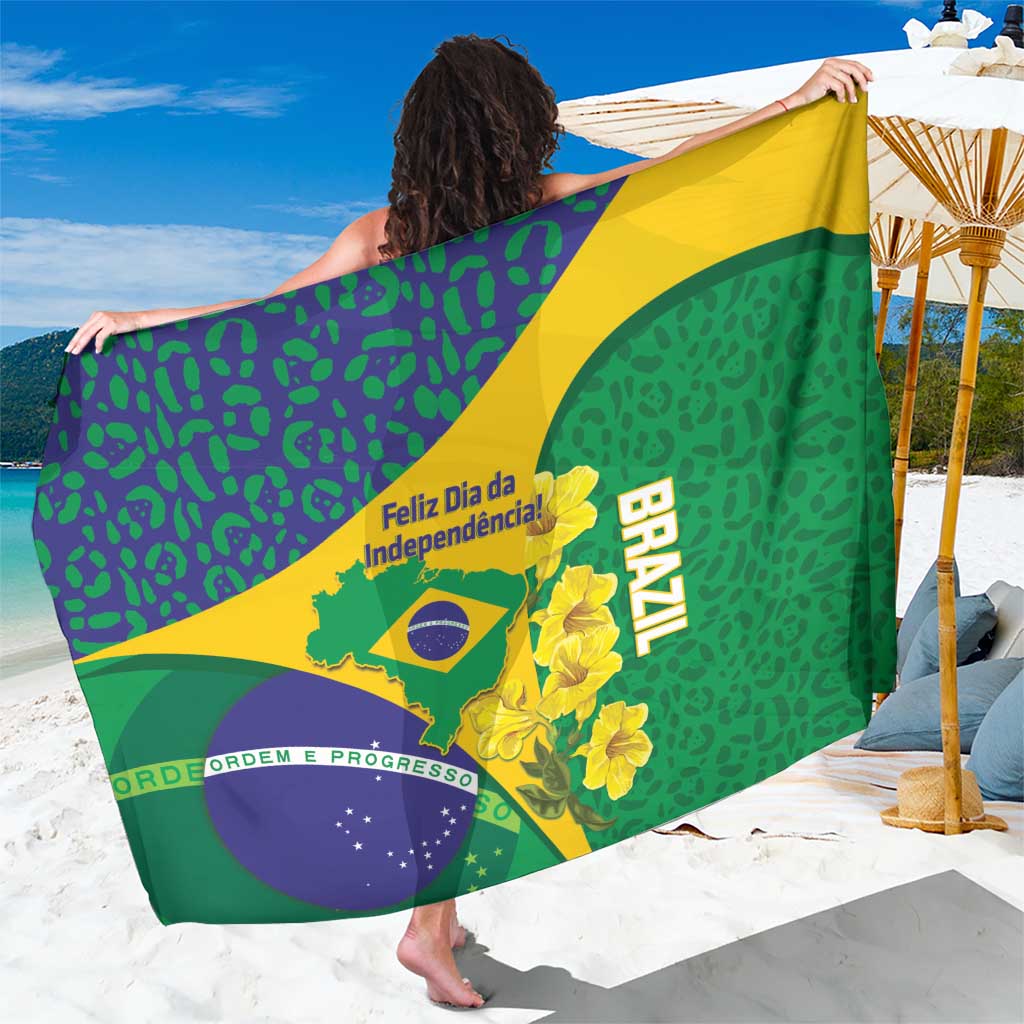 Brazil Independence Day Sarong Ordem e Progresso Map With Golden Trumpet - Wonder Print Shop