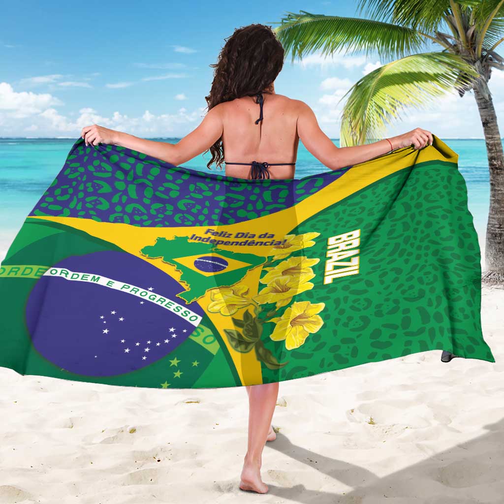 Brazil Independence Day Sarong Ordem e Progresso Map With Golden Trumpet - Wonder Print Shop