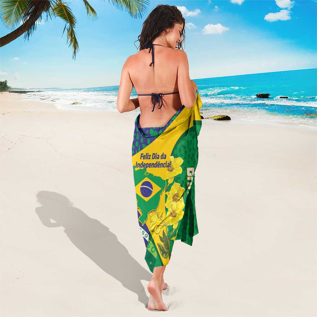 Brazil Independence Day Sarong Ordem e Progresso Map With Golden Trumpet - Wonder Print Shop