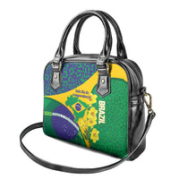 Brazil Independence Day Shoulder Handbag Ordem e Progresso Map With Golden Trumpet - Wonder Print Shop