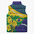 Brazil Independence Day Sleeveless Puffer Jacket Ordem e Progresso Map With Golden Trumpet - Wonder Print Shop