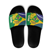 Brazil Independence Day Slide Sandals Ordem e Progresso Map With Golden Trumpet - Wonder Print Shop