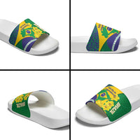 Brazil Independence Day Slide Sandals Ordem e Progresso Map With Golden Trumpet - Wonder Print Shop