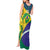 Brazil Independence Day Tank Maxi Dress Ordem e Progresso Map With Golden Trumpet - Wonder Print Shop