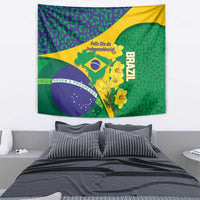 Brazil Independence Day Tapestry Ordem e Progresso Map With Golden Trumpet - Wonder Print Shop