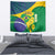 Brazil Independence Day Tapestry Ordem e Progresso Map With Golden Trumpet - Wonder Print Shop
