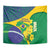 Brazil Independence Day Tapestry Ordem e Progresso Map With Golden Trumpet - Wonder Print Shop