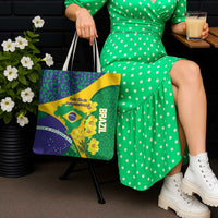 Brazil Independence Day Tote Bag Ordem e Progresso Map With Golden Trumpet - Wonder Print Shop