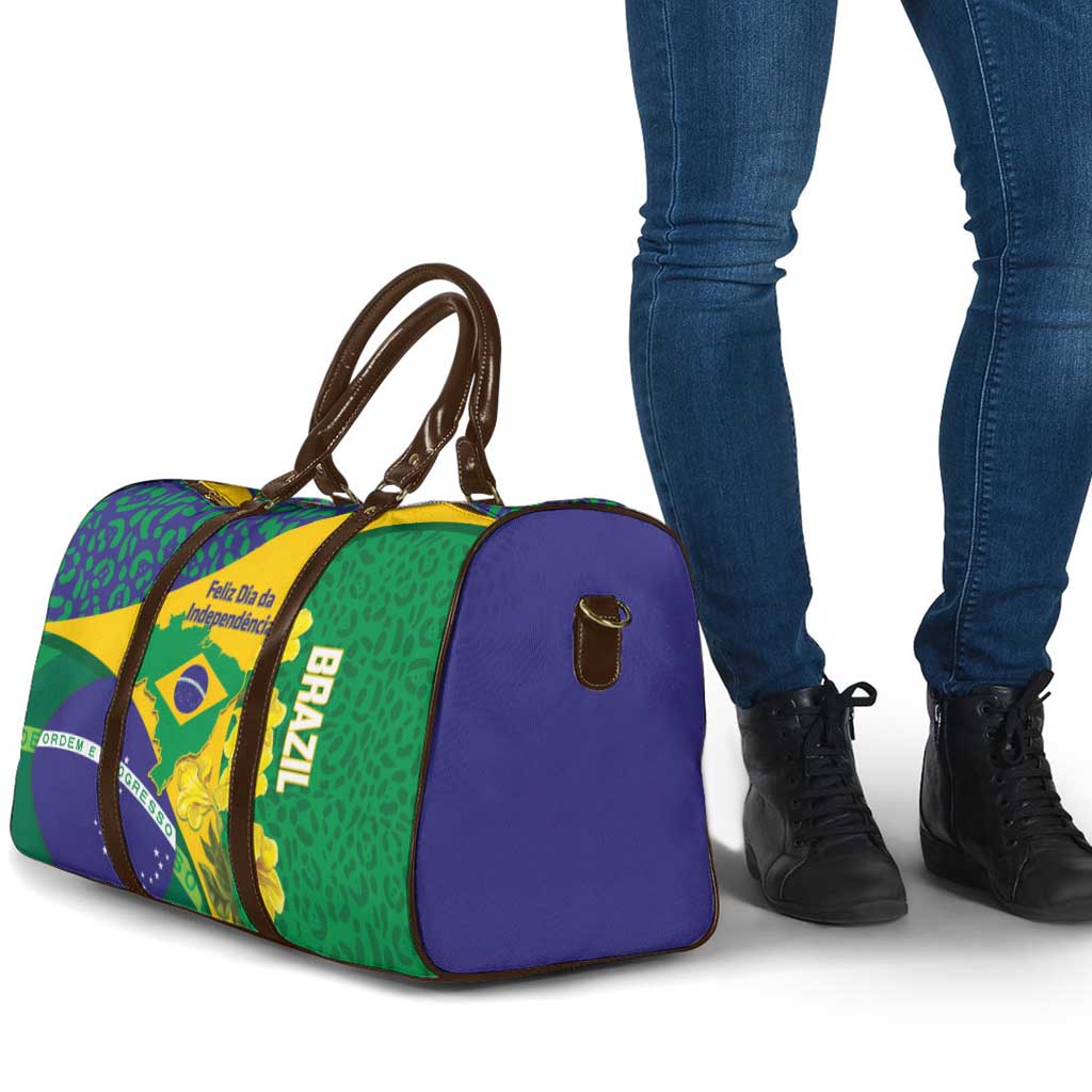 Brazil Independence Day Travel Bag Ordem e Progresso Map With Golden Trumpet - Wonder Print Shop