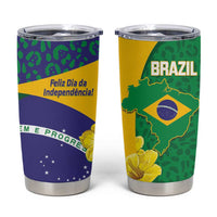 Brazil Independence Day Tumbler Cup Ordem e Progresso Map With Golden Trumpet - Wonder Print Shop