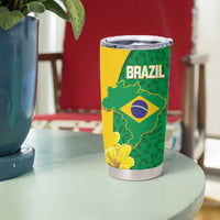 Brazil Independence Day Tumbler Cup Ordem e Progresso Map With Golden Trumpet - Wonder Print Shop