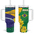 Brazil Independence Day Tumbler With Handle Ordem e Progresso Map With Golden Trumpet - Wonder Print Shop