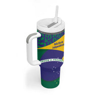 Brazil Independence Day Tumbler With Handle Ordem e Progresso Map With Golden Trumpet - Wonder Print Shop