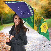 Brazil Independence Day Umbrella Ordem e Progresso Map With Golden Trumpet - Wonder Print Shop