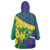 Brazil Independence Day Wearable Blanket Hoodie Ordem e Progresso Map With Golden Trumpet - Wonder Print Shop