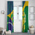 Brazil Independence Day Window Curtain Ordem e Progresso Map With Golden Trumpet - Wonder Print Shop