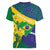 Brazil Independence Day Women V-Neck T-Shirt Ordem e Progresso Map With Golden Trumpet - Wonder Print Shop