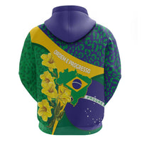 Brazil Independence Day Zip Hoodie Ordem e Progresso Map With Golden Trumpet - Wonder Print Shop