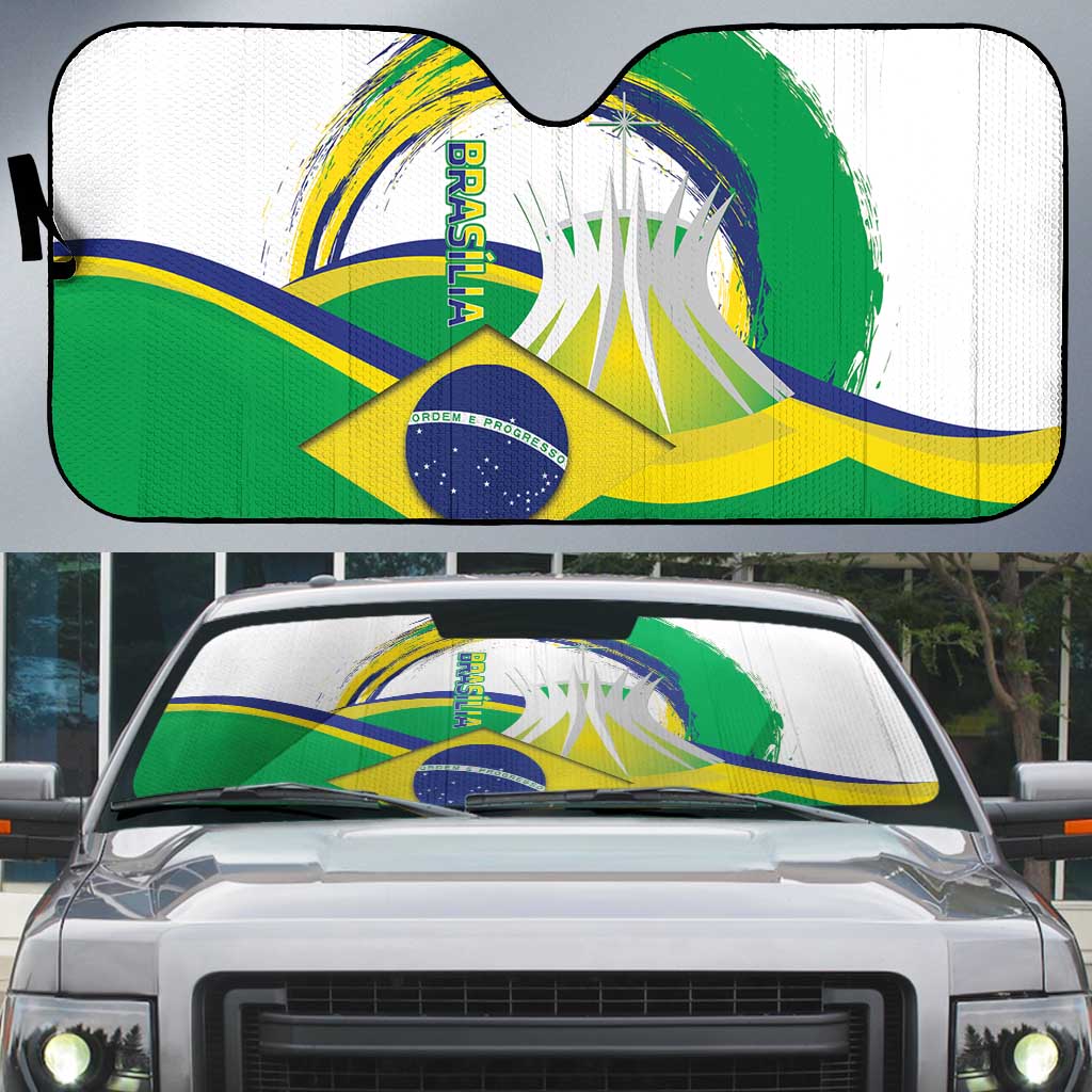 Brasilia Capital Auto Sun Shade Brazil Flag Metropolitan Cathedral - Wonder Print Shop