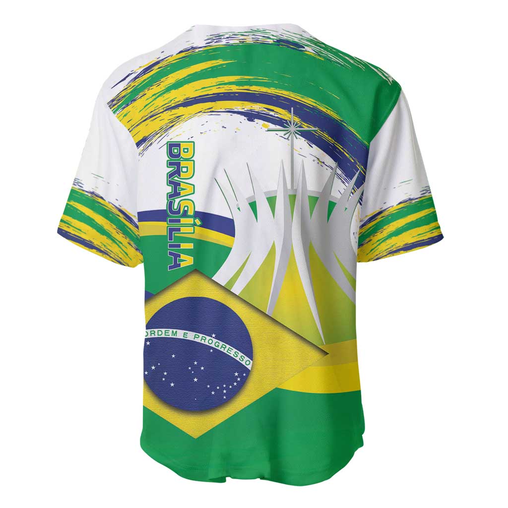 Brasilia Capital Baseball Jersey Brazil Flag Metropolitan Cathedral - Wonder Print Shop