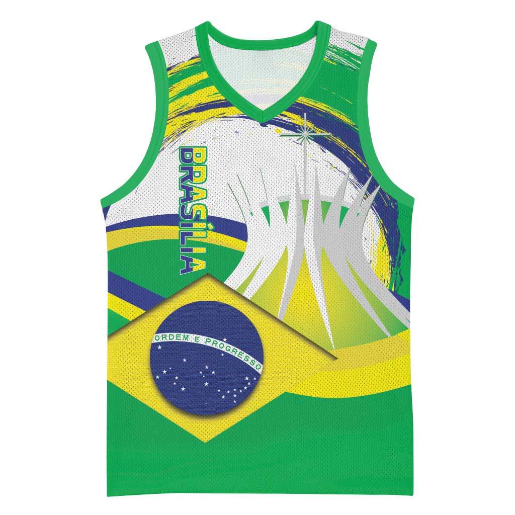 Brasilia Capital Basketball Jersey Brazil Flag Metropolitan Cathedral - Wonder Print Shop