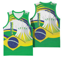 Brasilia Capital Basketball Jersey Brazil Flag Metropolitan Cathedral - Wonder Print Shop
