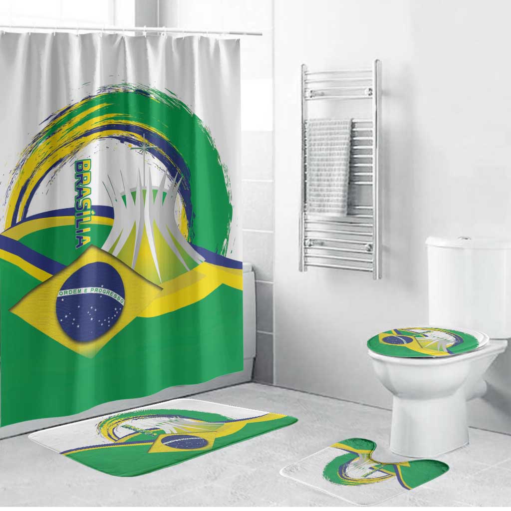 Brasilia Capital Bathroom Set Brazil Flag Metropolitan Cathedral - Wonder Print Shop