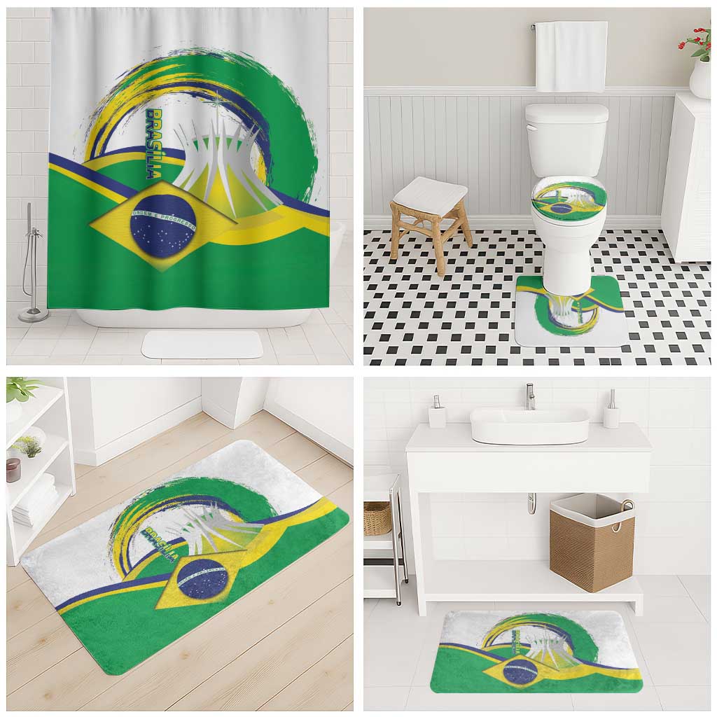 Brasilia Capital Bathroom Set Brazil Flag Metropolitan Cathedral - Wonder Print Shop