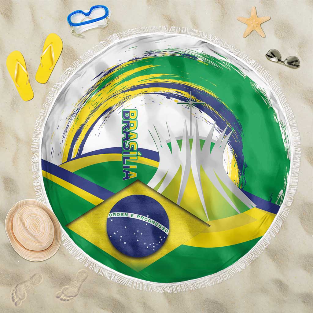 Brasilia Capital Beach Blanket Brazil Flag Metropolitan Cathedral - Wonder Print Shop