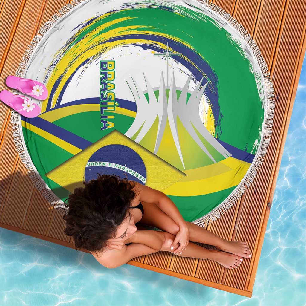 Brasilia Capital Beach Blanket Brazil Flag Metropolitan Cathedral - Wonder Print Shop
