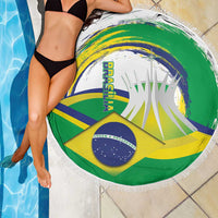 Brasilia Capital Beach Blanket Brazil Flag Metropolitan Cathedral - Wonder Print Shop