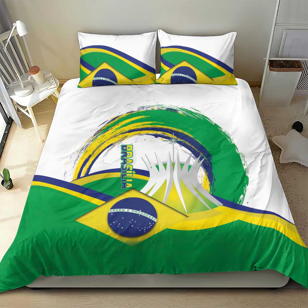 Brasilia Capital Bedding Set Brazil Flag Metropolitan Cathedral - Wonder Print Shop