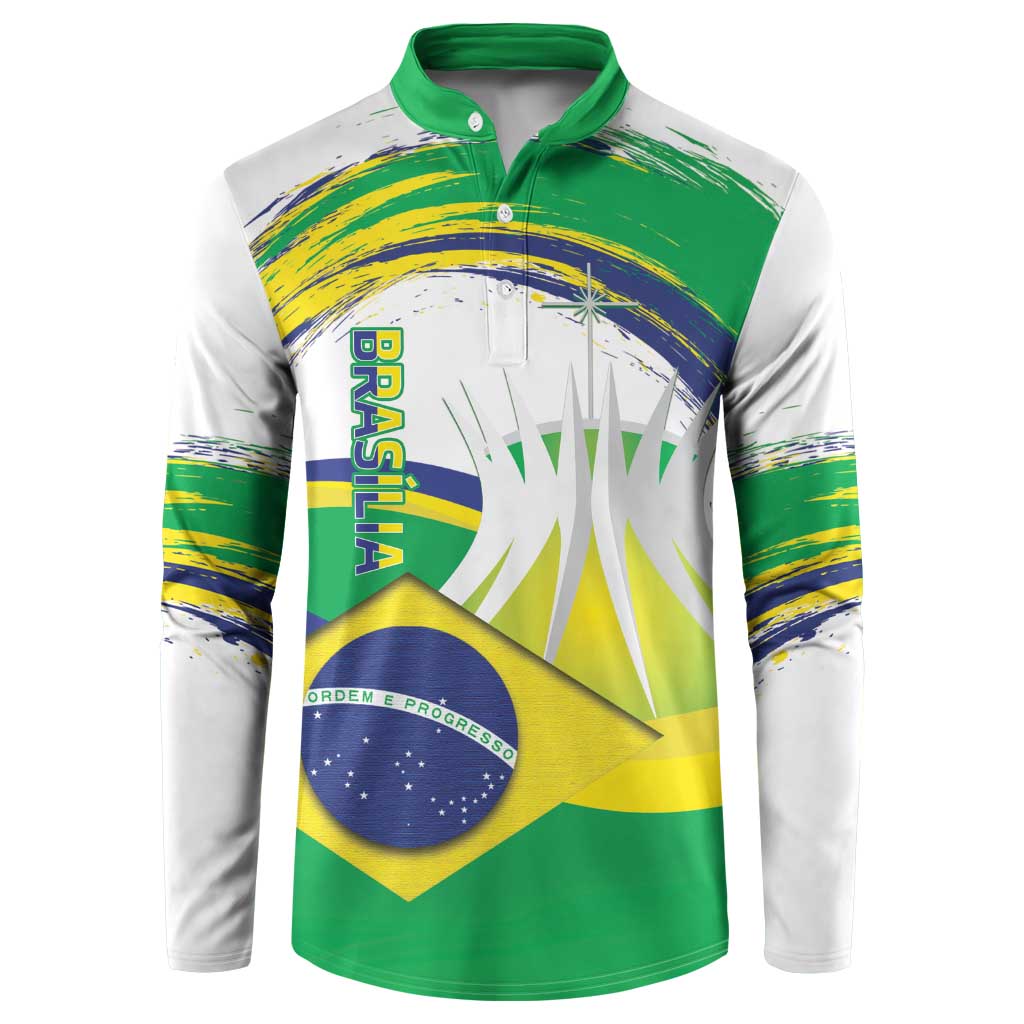 Brasilia Capital Button Sweatshirt Brazil Flag Metropolitan Cathedral - Wonder Print Shop