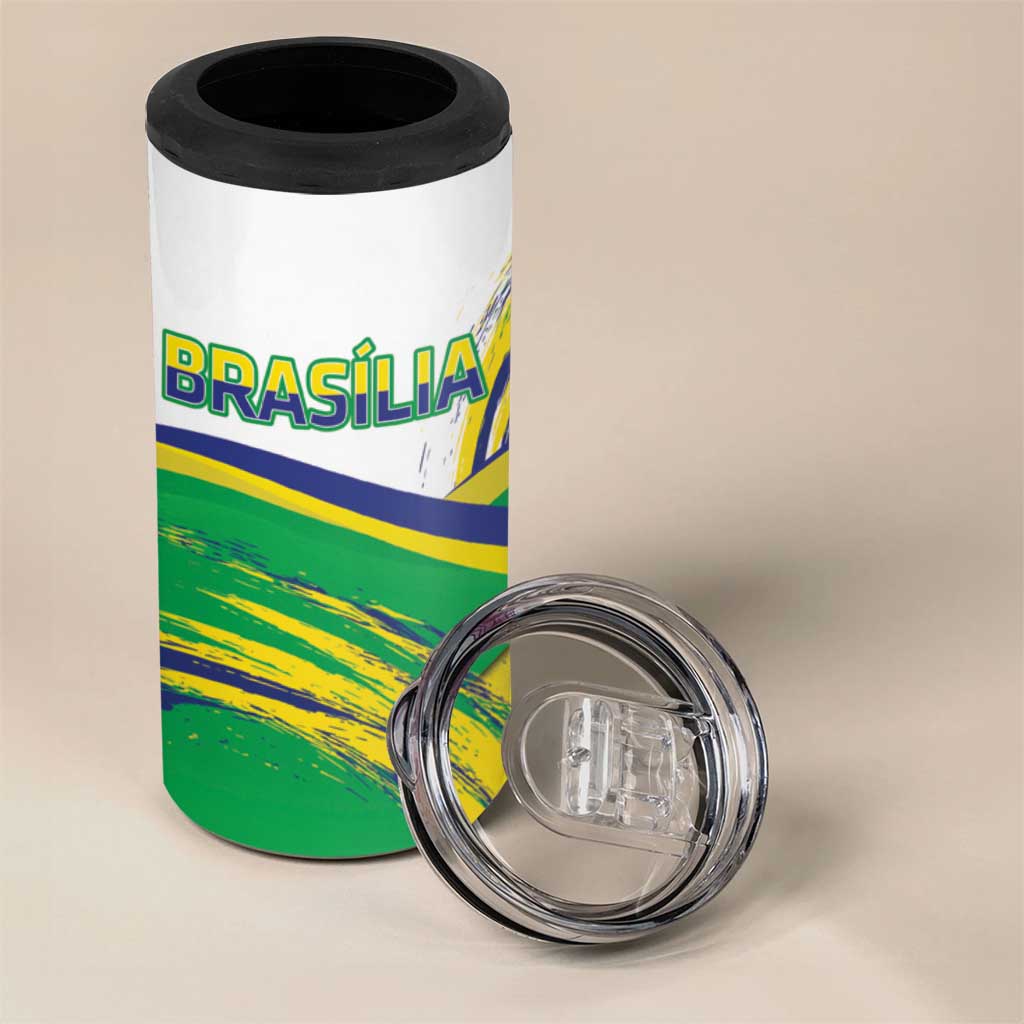 Brasilia Capital 4 in 1 Can Cooler Tumbler Brazil Flag Metropolitan Cathedral - Wonder Print Shop