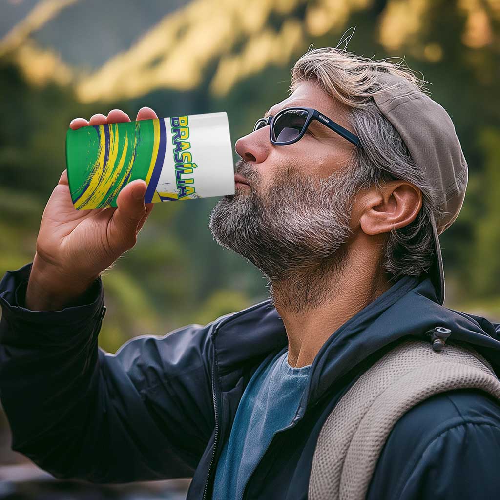 Brasilia Capital 4 in 1 Can Cooler Tumbler Brazil Flag Metropolitan Cathedral - Wonder Print Shop