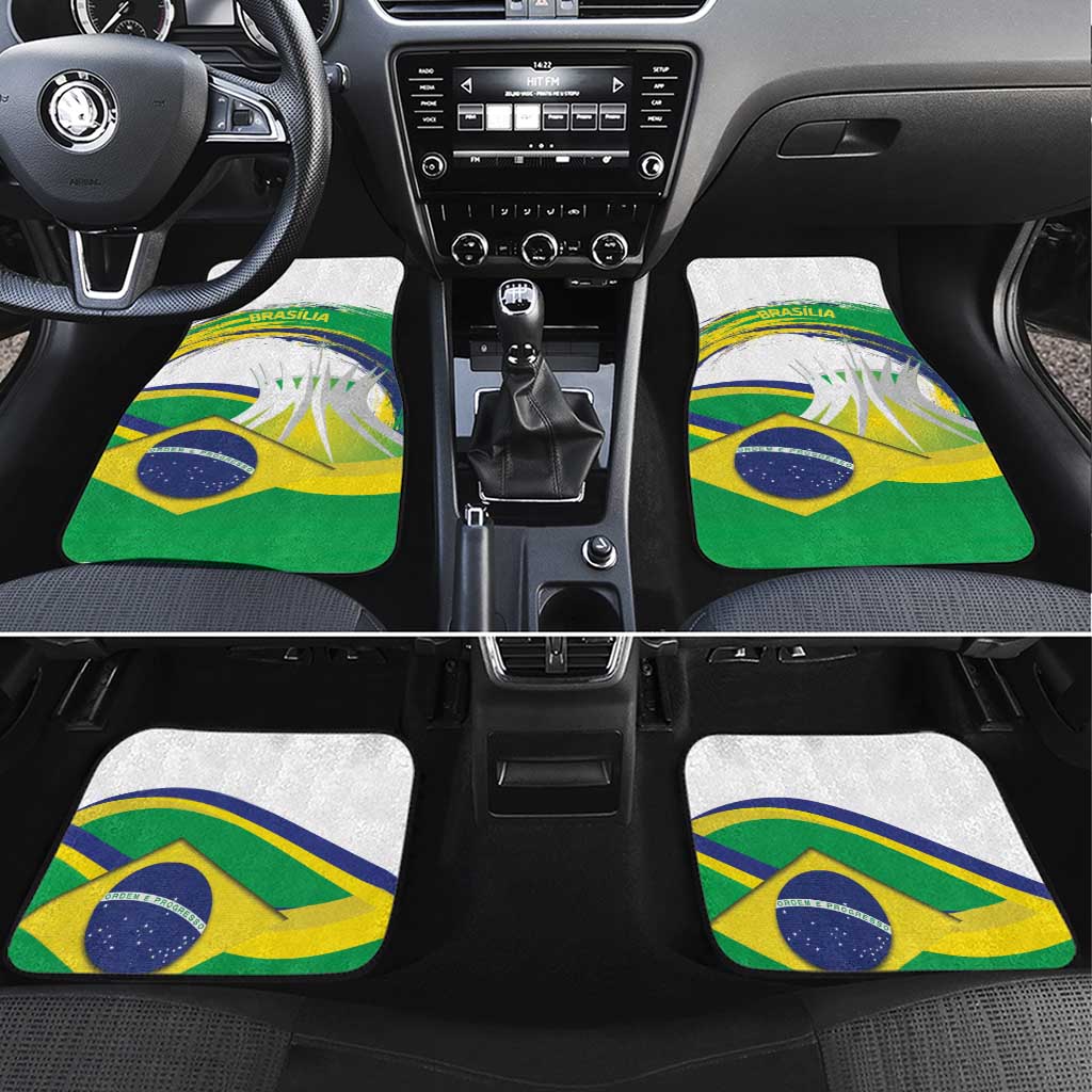 Brasilia Capital Car Mats Brazil Flag Metropolitan Cathedral - Wonder Print Shop