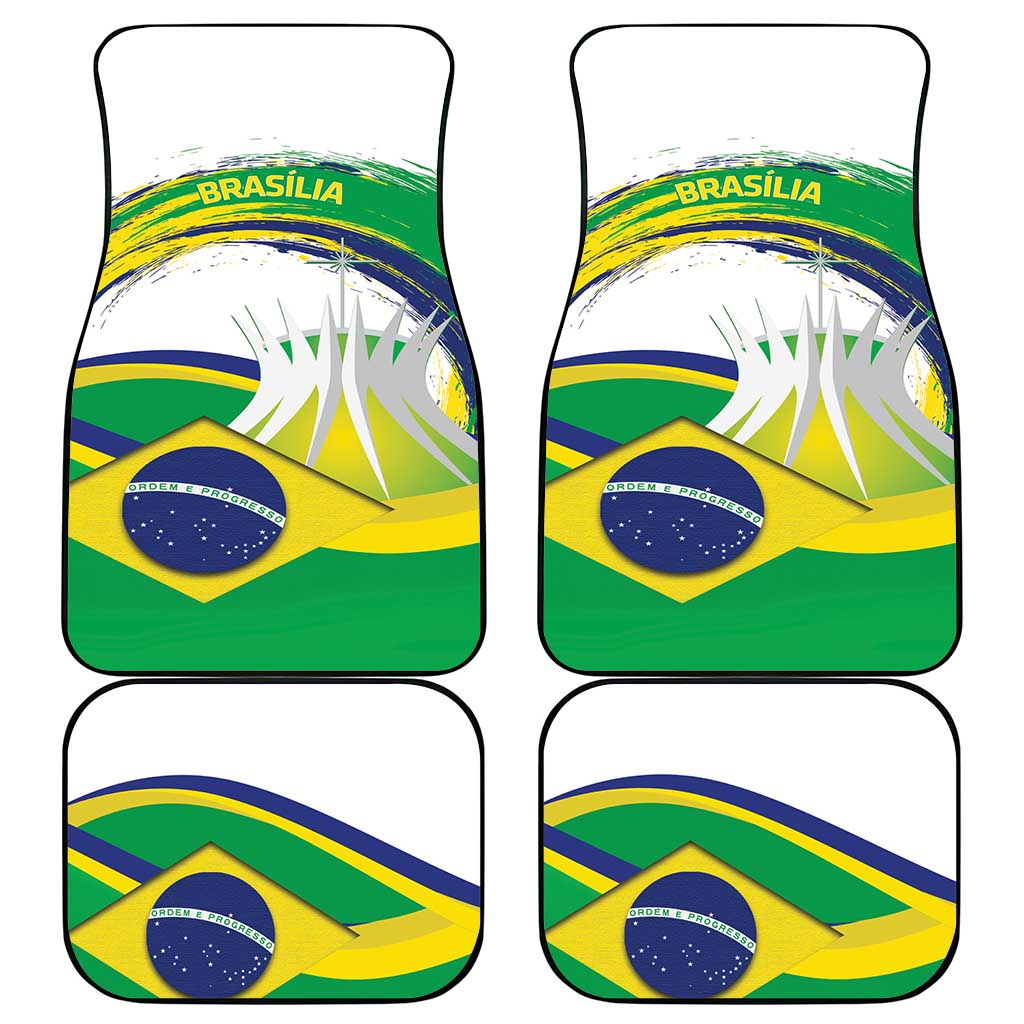 Brasilia Capital Car Mats Brazil Flag Metropolitan Cathedral - Wonder Print Shop