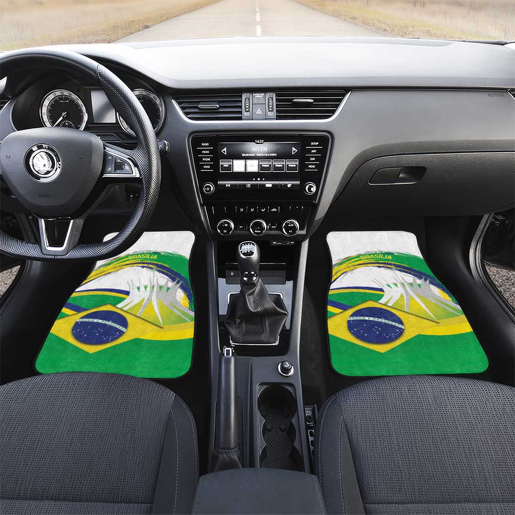 Brasilia Capital Car Mats Brazil Flag Metropolitan Cathedral - Wonder Print Shop