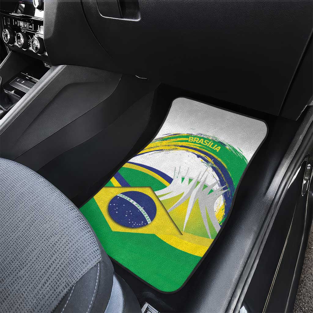 Brasilia Capital Car Mats Brazil Flag Metropolitan Cathedral - Wonder Print Shop