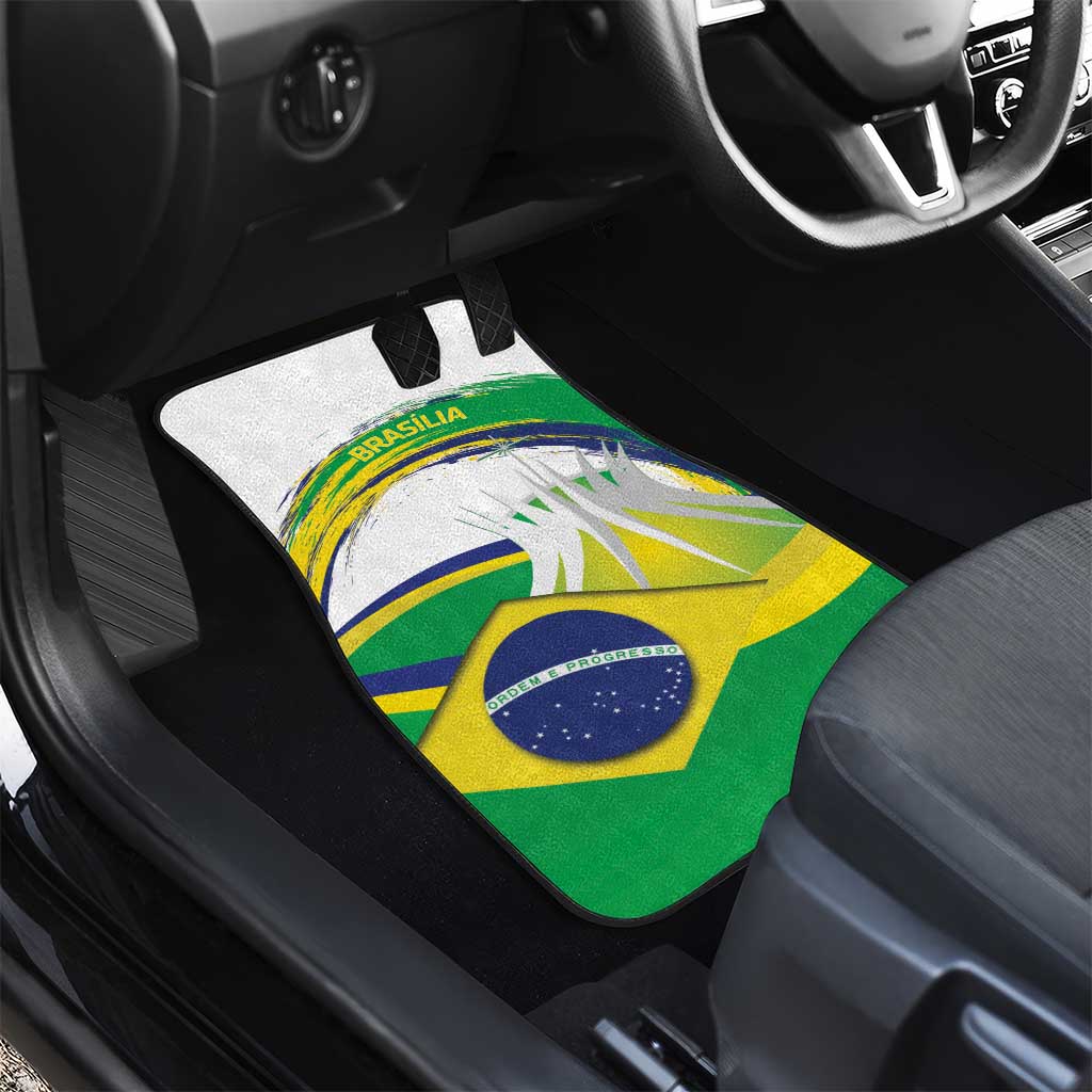 Brasilia Capital Car Mats Brazil Flag Metropolitan Cathedral - Wonder Print Shop