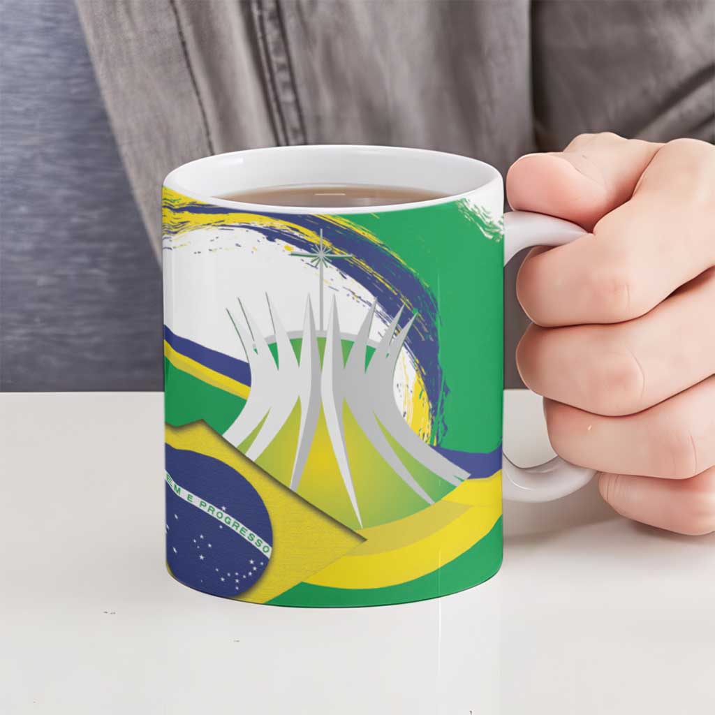 Brasilia Capital Ceramic Mug Brazil Flag Metropolitan Cathedral - Wonder Print Shop