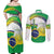 Brasilia Capital Couples Matching Off Shoulder Maxi Dress and Long Sleeve Button Shirt Brazil Flag Metropolitan Cathedral - Wonder Print Shop