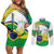 Brasilia Capital Couples Matching Off Shoulder Short Dress and Long Sleeve Button Shirt Brazil Flag Metropolitan Cathedral - Wonder Print Shop