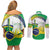 Brasilia Capital Couples Matching Off Shoulder Short Dress and Long Sleeve Button Shirt Brazil Flag Metropolitan Cathedral - Wonder Print Shop