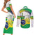 Brasilia Capital Couples Matching Short Sleeve Bodycon Dress and Long Sleeve Button Shirt Brazil Flag Metropolitan Cathedral - Wonder Print Shop