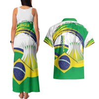 Brasilia Capital Couples Matching Tank Maxi Dress and Hawaiian Shirt Brazil Flag Metropolitan Cathedral - Wonder Print Shop