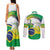Brasilia Capital Couples Matching Tank Maxi Dress and Long Sleeve Button Shirt Brazil Flag Metropolitan Cathedral - Wonder Print Shop